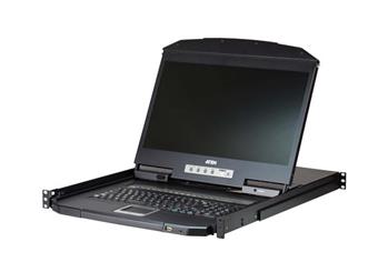 ATEN KVM console CL3116NX 16-Port Short Depth PS/2-USB VGA Single Rail WideScreen LCD KVM Switch 18,5" 1366x768