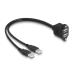 Delock Kabel USB 2.0, 2 x USB Typ-A zástrčky na 2 x USB Typ-A zásuvku, se šrouby, k vestavění, 1 m, černý