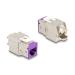 Delock Modul Keystone ze zásuvkového konektoru RJ45 na LSA Cat.6A, beznástrojový, fialová, sada 10 kusů