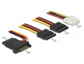 Delock Napájecí kabel SATA 15 pin samec > 3 x SATA samice + 1 x Molex 4 pin samice 20 cm (PCB)