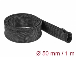 Delock Opletené opláštení se zipovým uzáverem, 1 m x 50 mm, cerné