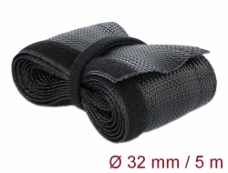 Delock Pletené opláštění na suchý zip 5 m x 32 mm, černé