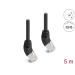 Delock Síťový kabel RJ45 Cat.6A S/FTP, zalomený nahoru o 45°, 5 m, černý