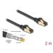 Delock Síťový kabel RJ45 Cat.6A zástrčky na zástrčku, S/FTP, černý, délky 2 m, Cat.7, silné tloušťky, vhodný pro průmysl