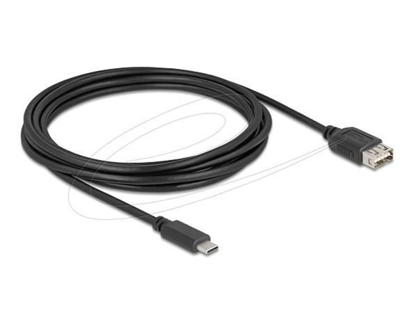 Delock USB 2.0 kabel USB Type-C samec na EASY USB Type-A samice 3 m, černý
