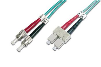 Digitus Fiber Optic Patch Cord, ST to SC Multimode 50/125 µ, Duplex Length 1m, Class OM3