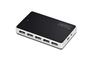 Digitus USB 2.0 Hub 10 port, 10x USB A / F, 1x USB mini vč. napájení 5V DC 4A, 1m, bl