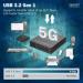 DIGITUS USB 3.2 Gen1 CAT Extender, 5 Gbps, 4 porty: 3x USB-A / 1x USB-C, 100m
