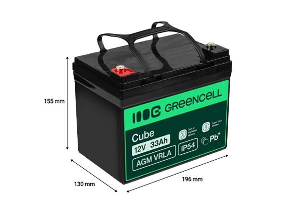 Green Cell AGM VRLA IP54 12V 33Ah baterie pro sekačky na trávu, skútry, lodě, invalidní vozíky