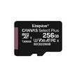KINGSTON 256GB microSDXC CANVAS Plus Memory Card 150MB/s Read, UHS-I Speed Class, U1, V10, A1 - bez adaptéru
