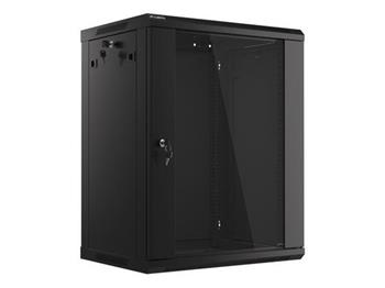 LANBERG 19" RACKOVÁ SKŘÍŇ PRO MONTÁŽ NA STĚNU 15U/600X450 (v rozloženém stavu) S PROSKLENÝMI DVEŘMI ČERNÁ V2