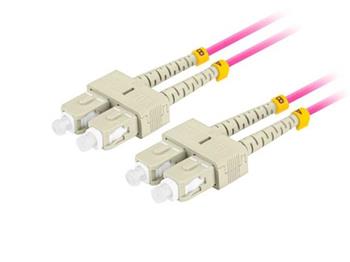 LANBERG optický patch cord MM SC/UPC-SC/UPC duplex 2m LSZH OM4 50/125 průměr 3mm, barva magenta