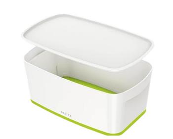 LEITZ Úložný box s víkem MyBox, velikost S, bílá/zelená