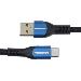 PremiumCord Super fast charging 5A kabel USB-C - USB 2.0 A bavlněný oplet 1,5m