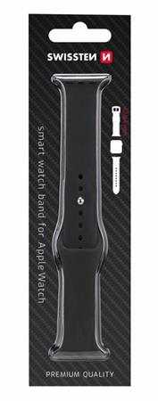SWISSTEN REMÍNEK PRO APPLE WATCH SILIKONOVÝ 42-44 mm CERNÝ