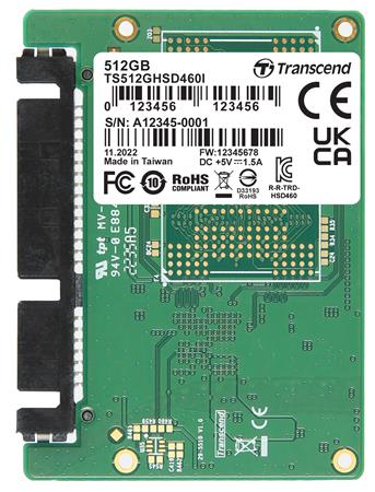TRANSCEND HSD460I 512GB Half-Slim SSD disk SATA III 6Gb/s, 560MB/s R, 500MB/s W